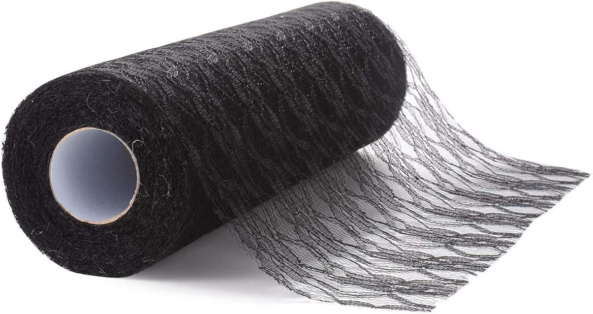 Lace Roll Black lace Fabric for Wedding lace Table Runners 12 inch Chair sash Bow DIY Wedding Party Art Craft Decor 73Ft, Only Seller 'HomyHome Tek' is Correct