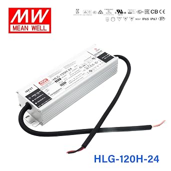 MEAN WELL HLG-120H-24 LED Driver Single Output Switching Power Supply, 24 Volts, 120 Watt