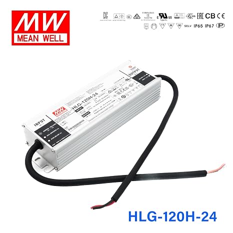 MEAN WELL HLG-120H-24 LED Driver Single Output Switching Power Supply, 24 Volts, 120 Watt