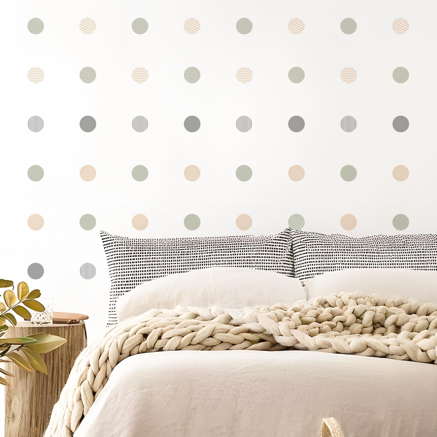 QUCHENG Boho Polka Dots Wall Decal Stickers Kids Toddler Bedroom Removable Circle Stickers Decor Nursery Livingroom Vinyl Waterproof Wall Decoration 6 Sheets