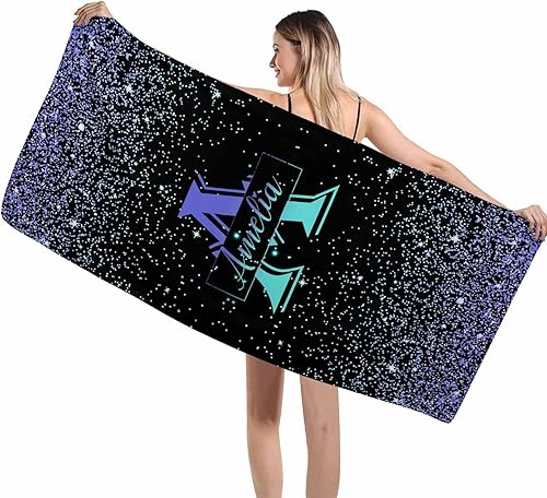 Miniatura 7 de Artsadd Toalla de playa personalizada para mujer, toalla de baño con brillo rosa personalizada para niños y adultos, manta de playa personalizada de