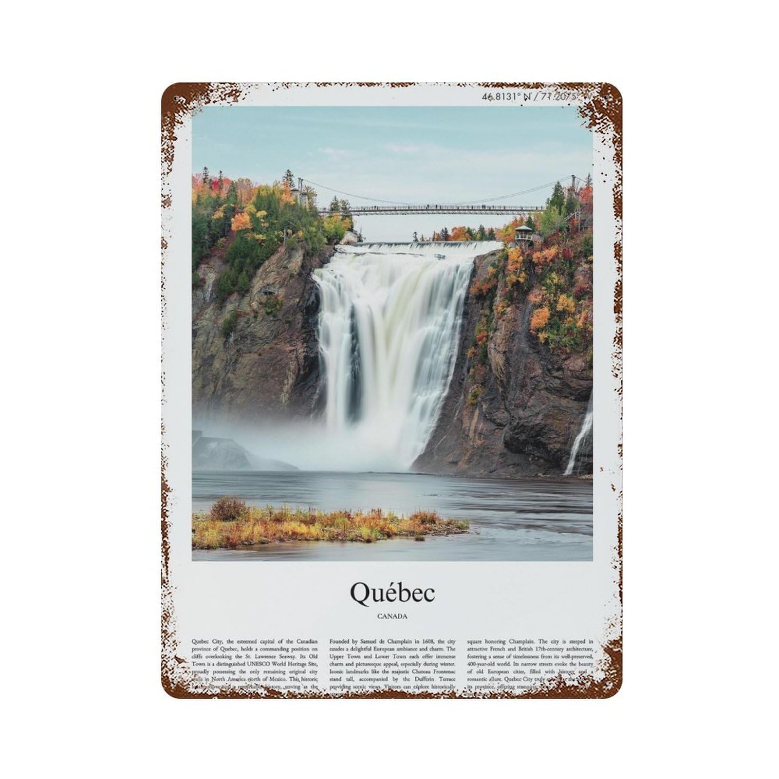 xiaoxiaoshen Québec Canada City Scenery Wall Decor Art Metal Tin Poster Modern Home Decor Art Home Bar Shop Decorations Vintage Sign 40x30cm