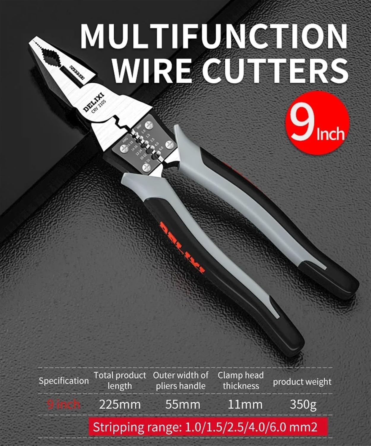 AVIMYA Universal Wire Cutters Electrician Multifunctional Universal Diagonal Pliers Needle Nose Pliers Hardware Tools (Color : Needle nose 9 inch)