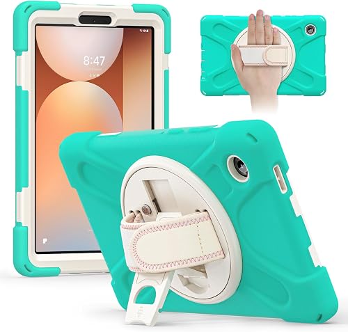 3-Layer Kids Protective Case for Samsung Galaxy Tab A11 8.7-Inch, with Shoulder and Hand Strap, 10 Colours (Mint green)
