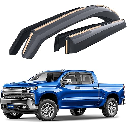 Goodyear Shatterproof in-Channel Window Deflectors for Chevrolet (Chevy) Silverado/GMC Sierra 1500 2019-2025 Crew Cab,Rain Guards,Window Visors,Vent Deflector, Truck Accessories,4pcs- GY003415LP
