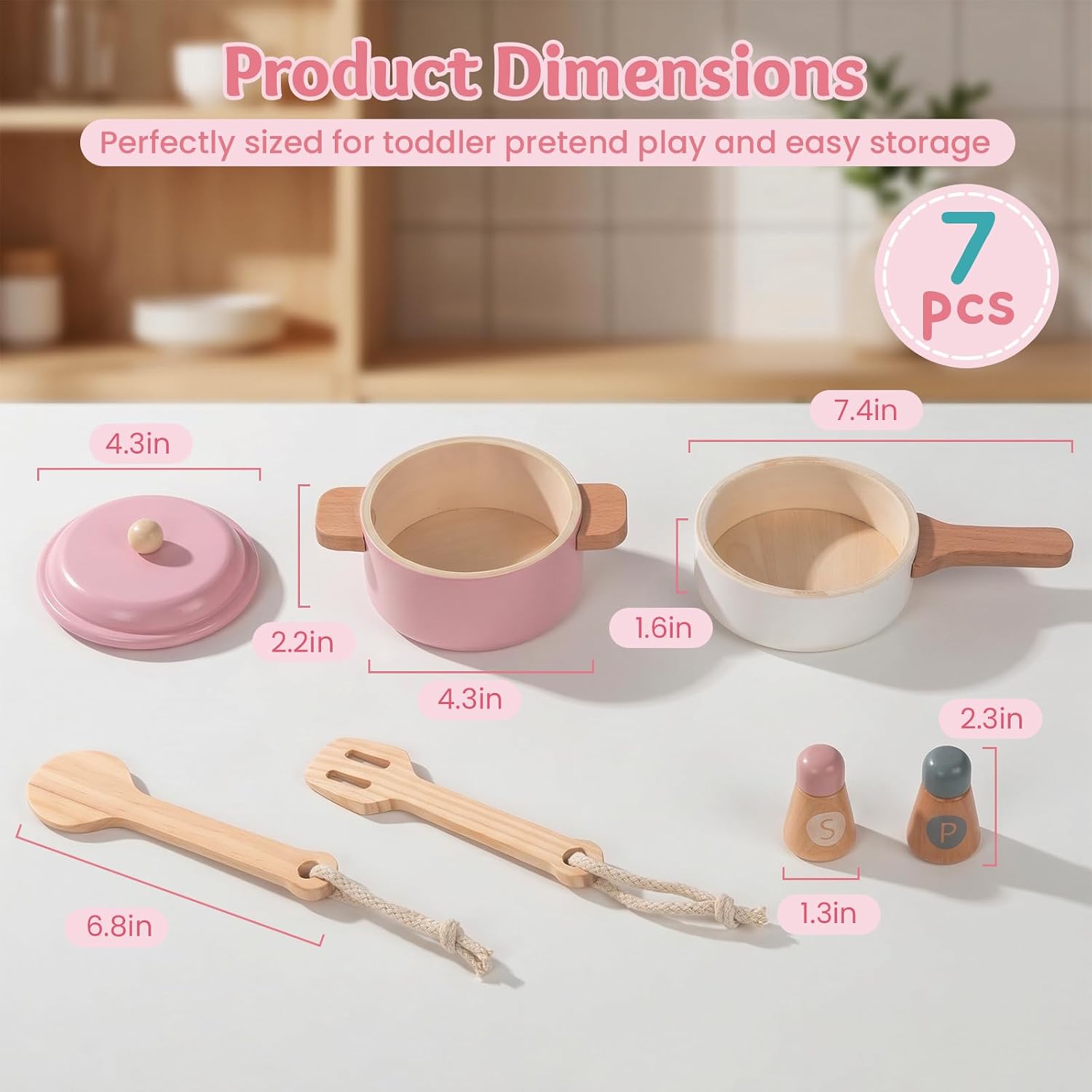 Premium Toddler Play Kitchen Toys, Wooden Kitchen Accessories image 2