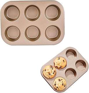tôle à muffins moule à muffins, Moule à brownie mini moules à cupcakes (6 cavités champagne doré)