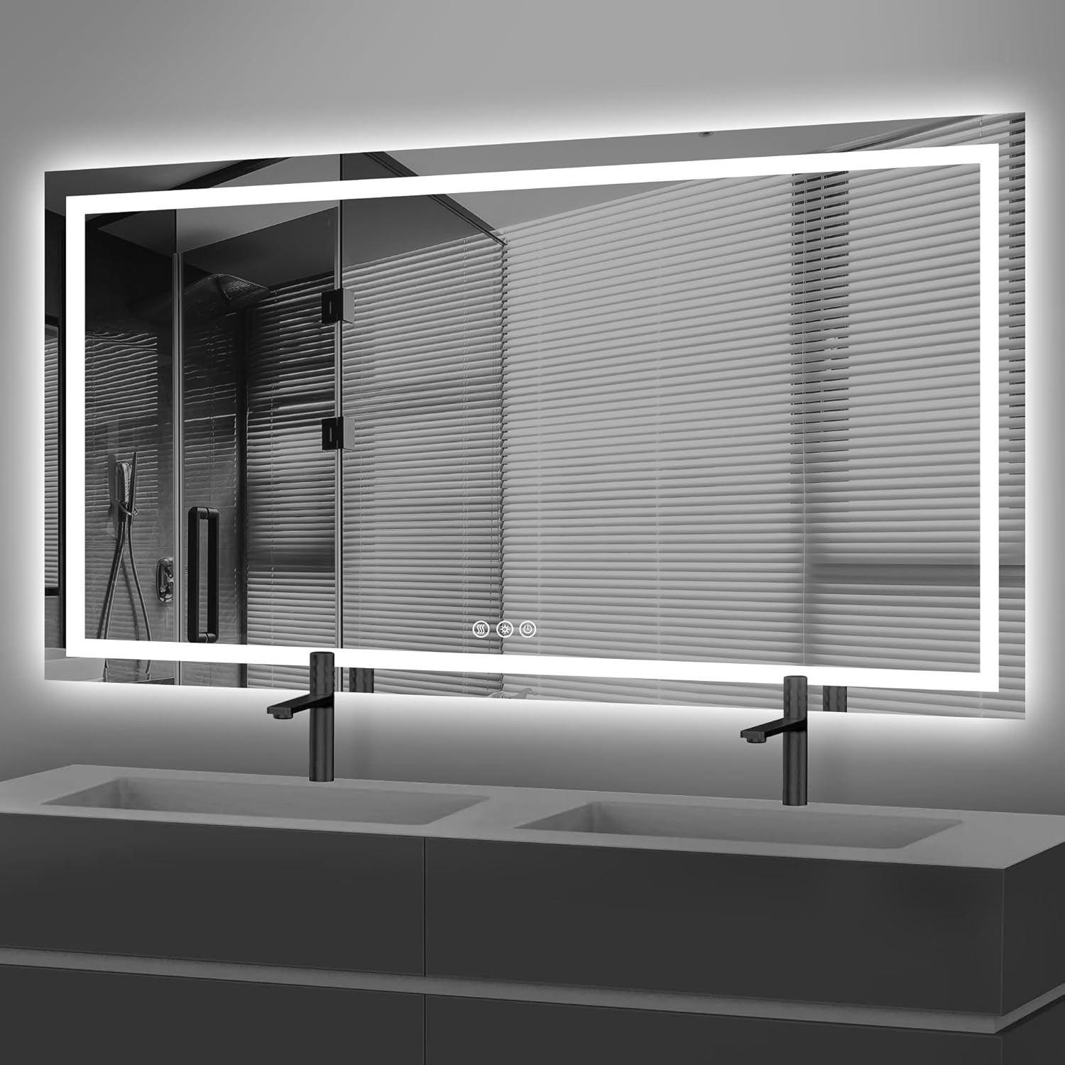 LED Bathroom Mirror with Backlit & Front Light, 48"x24" Anti-Fog, Memory Function, Dimmable Color & Brightness,CRI90+, IP54 Waterproof, Horizontal/Vertical, Wall Mounted