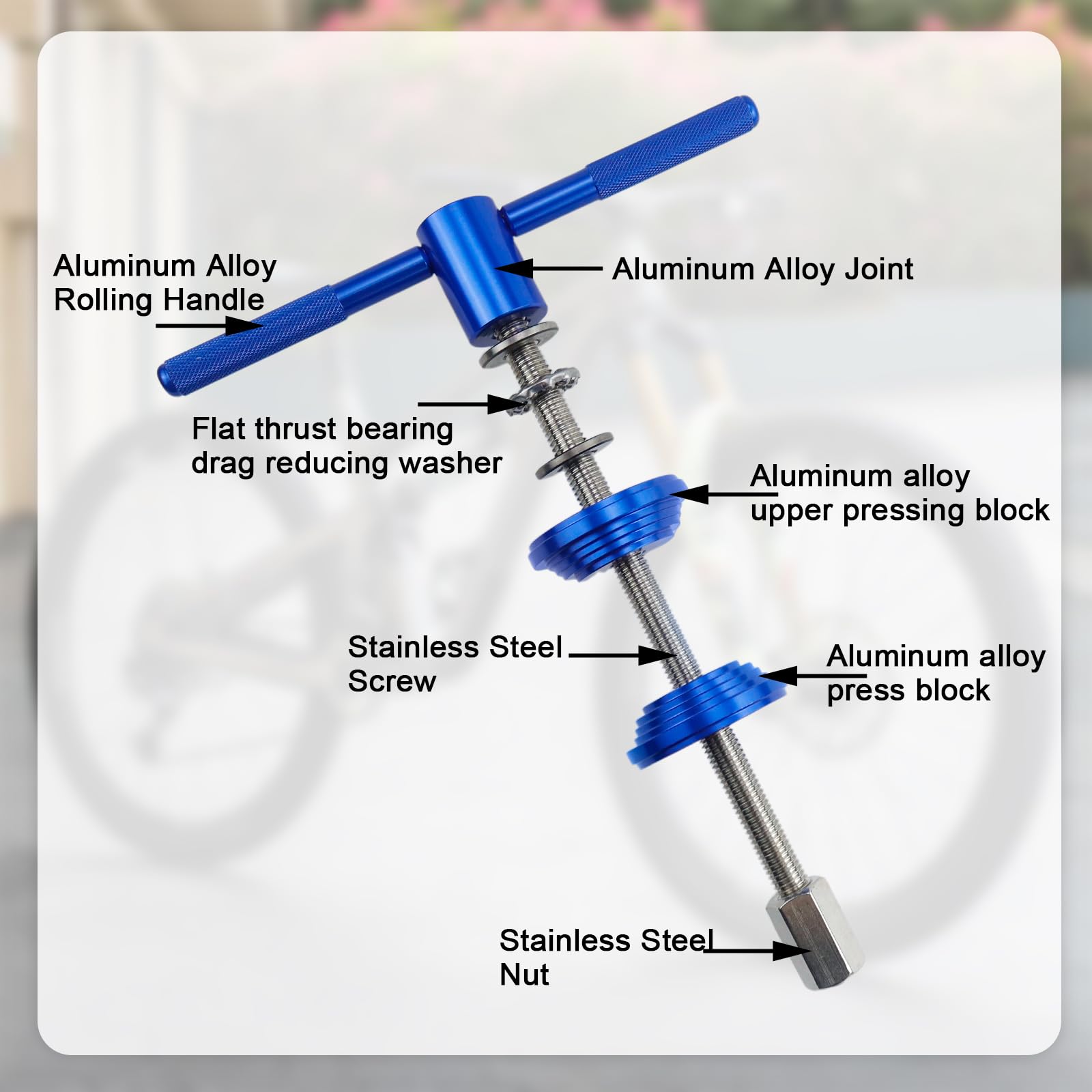 FSWWSF Attrezzo Pressione per Bicicletta Serie sterzo, Set di sterzo per Mountain Bike, Installazione Auricolare, Strumento di pressatura per Bicicletta, Cuscinetto a Pedale