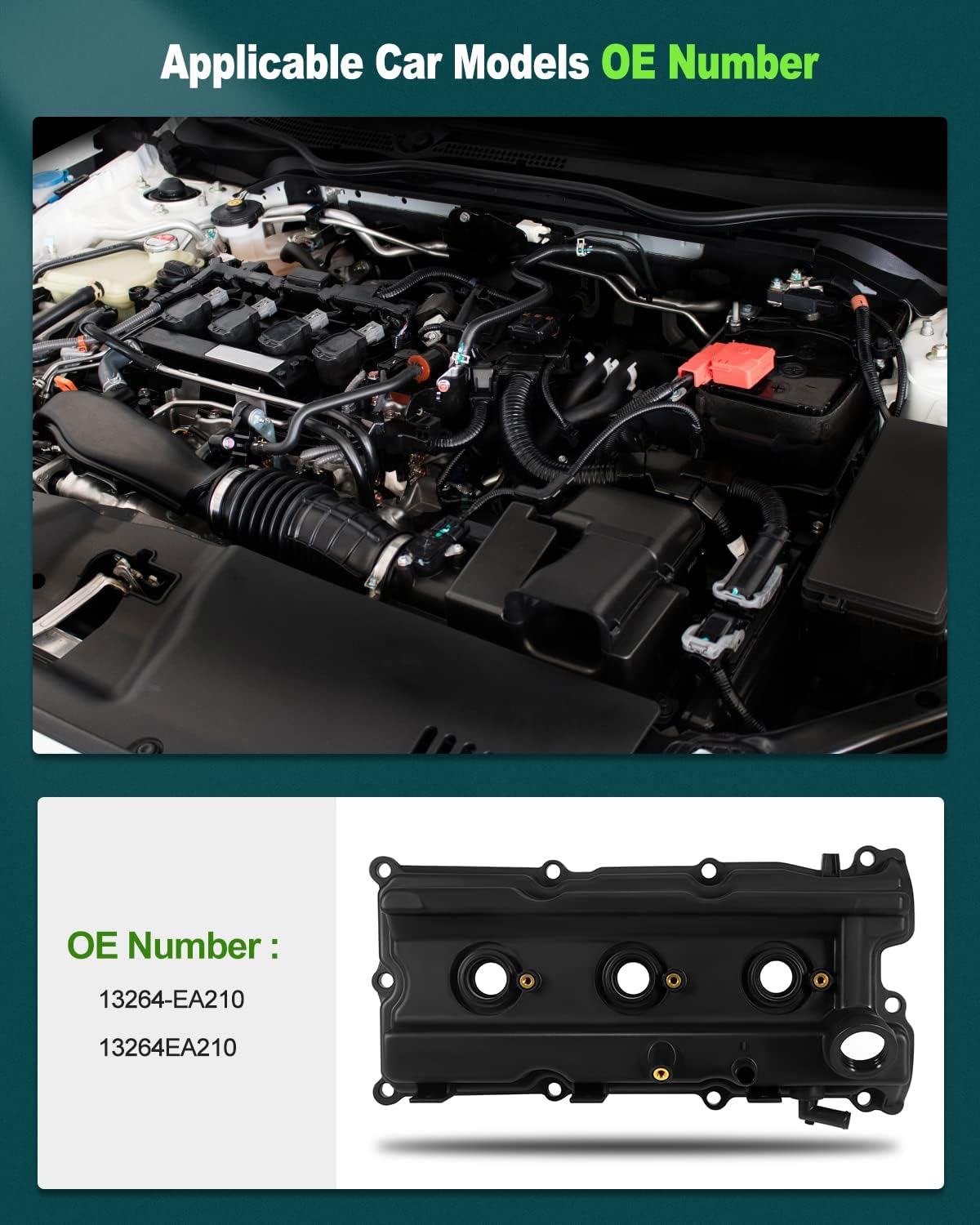 SCITOO Engine Valve Cover with Gasket 13264-EA210 Replacement for Nissan Pathfinder for Nissan Xterra for Nissan Frontier 4.0L 3954CC V6 Gas DOHC 2005-2017 Valve Cover Gasket Set 13264EA210