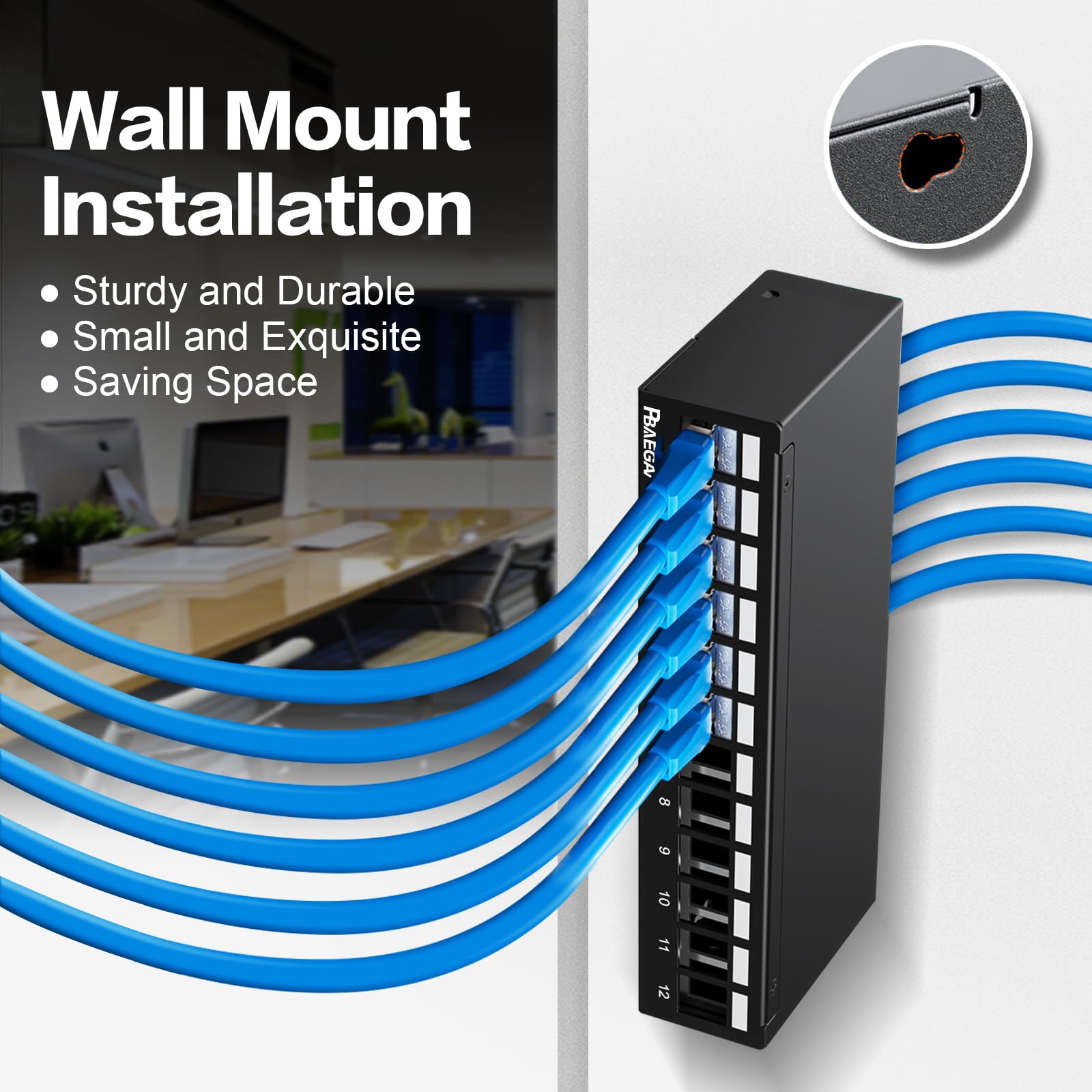 Patchpanel 12 Port 1U UTP/STP Blank Keystone Patch Panel Compatible with LC/SC/ST/FC/USB/HDMI Keystone Jack for Desk Mount Home Ethernet Termination Box (1U 12 Port)