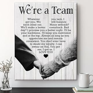 Romantic I Love You Wall Art Poster, We're A Team Framed Canvas Picture for Bedroom, Vow Renewal Gifts for Wife Husband Lovers, 8x10 Inch