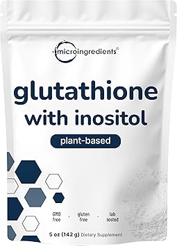 Glutathione Supplement, Pure Glutathione Reduced Powder with Inositol, 5 Ounce 9 Months Supply, 2 in 1 Formula, Powerful Ingredients for Antioxidants, Supports Liver Function, Vegan