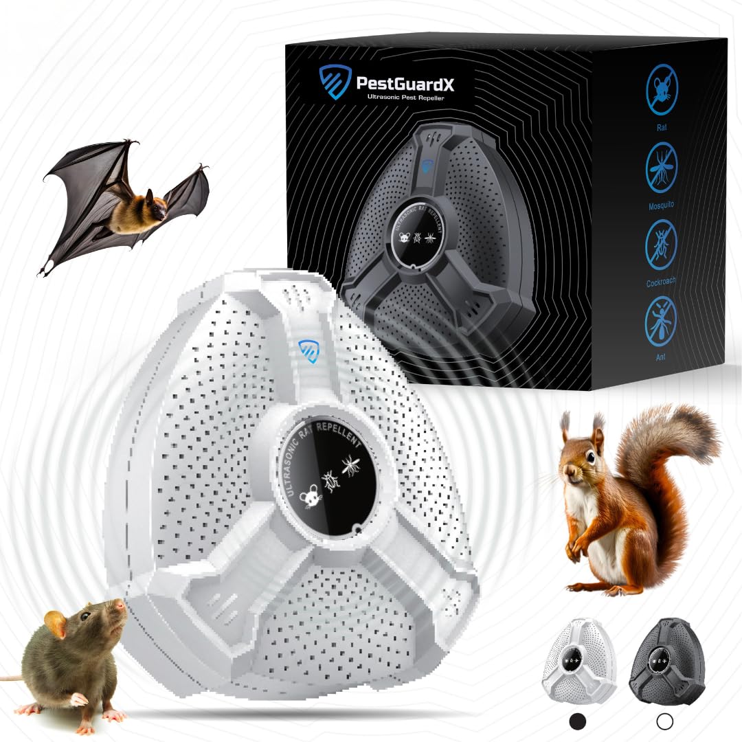 PestGuardX Ultrasonik haşere kovucu - hamamböcekleri, sivrisinekler, fareler, örümcekler, karıncalar, pireler ve böcekler için elektronik haşere kontrol cihazı - ev garajı, ofis ve otel için güvenli