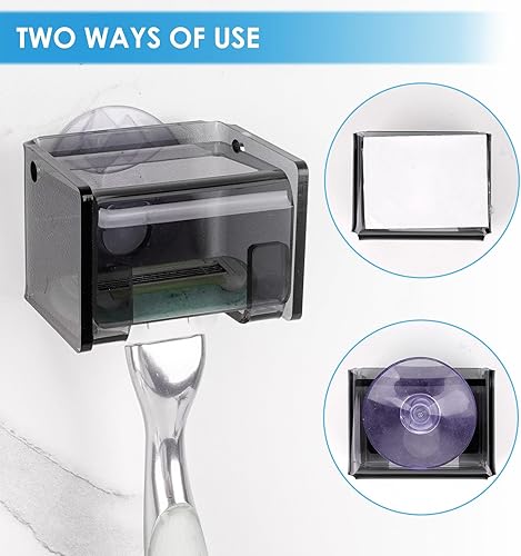 Miniatura 3 de Paquete de 2 soportes acrílicos para maquinilla de afeitar con cubierta para ducha, organizador de afeitadora montado en la pared con ventosa