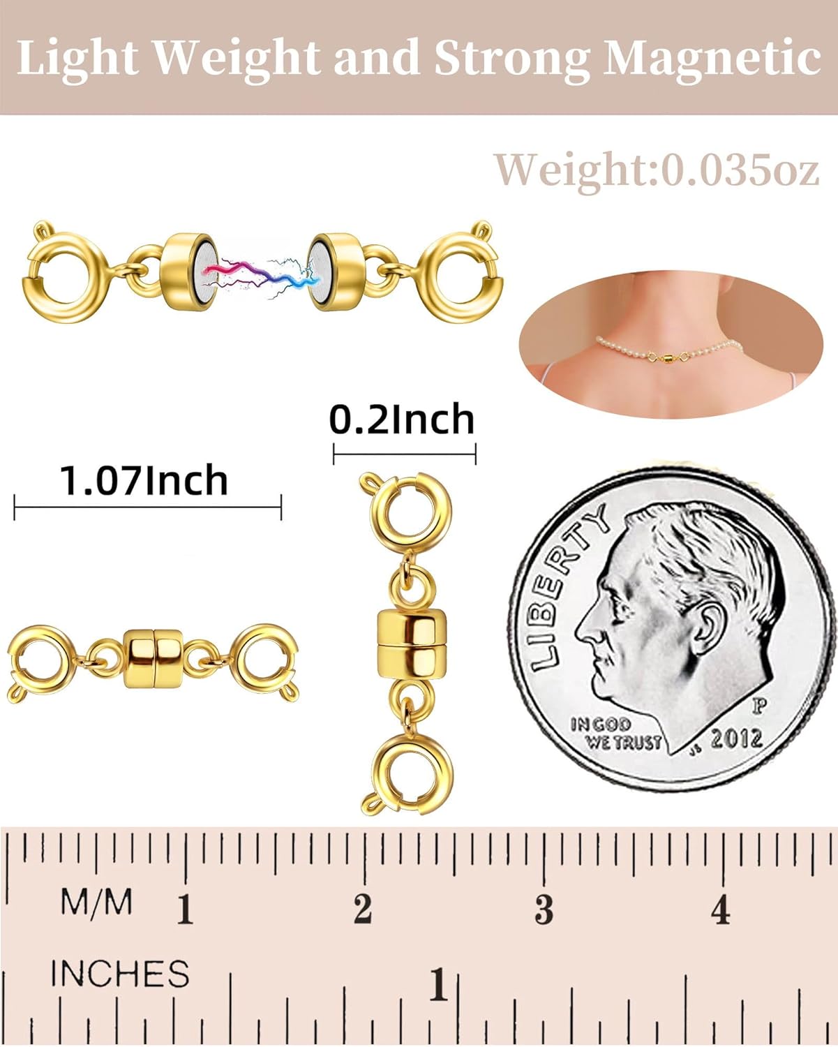 Dailyacc Magnetic Necklace Clasps and Closures, Double Open Bracelet Extender for Jewelry Converters Clasp (14k Gold, Silver) - Image 2