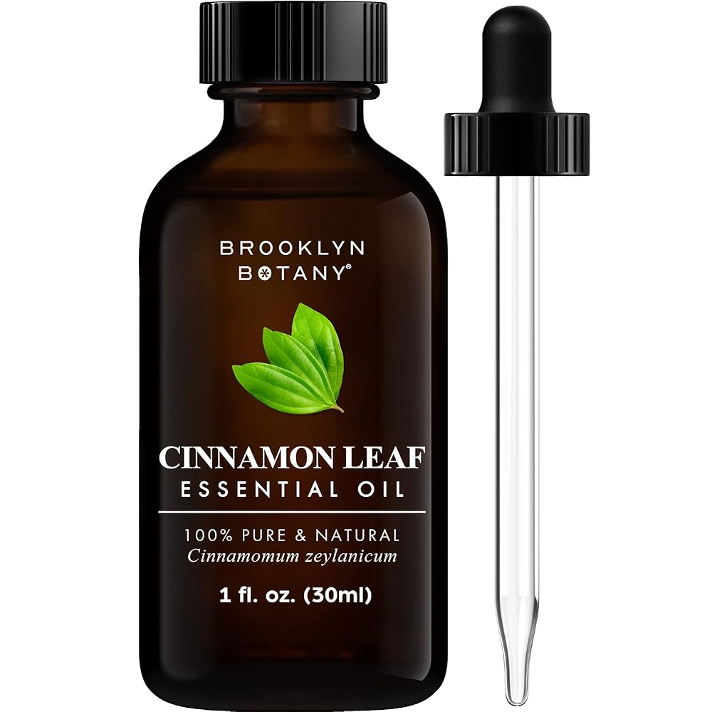 Brooklyn Botany Cinnamon Leaf Essential Oil - 100% Pure and Natural - Premium Grade Oil with Dropper - for Aromatherapy and Diffuser - 1 Fl Oz