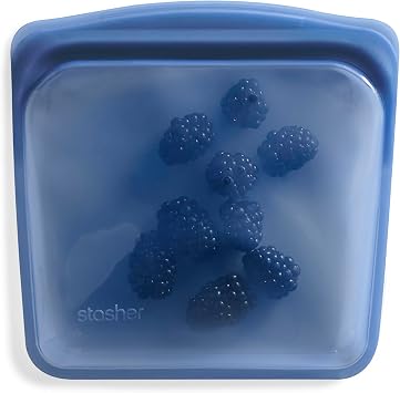 Stasher Silicone Reusable Storage Bag, Sandwich Bag, Reusable Freezer Bag, Microwave, Dishwasher, Oven Safe, Sous Vide, Lunch Container, Eco Friendly, Leak-free, Food Storage Bag, 28 oz, Deep Ocean | Reusable Food Bag