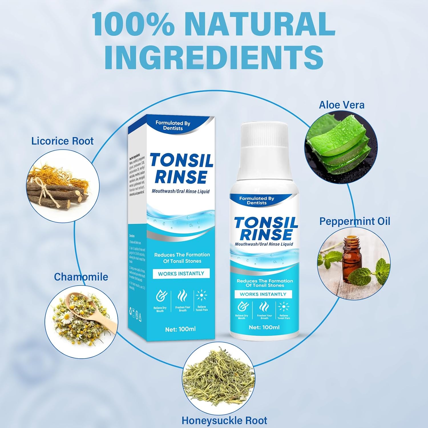 Tonsil Stone Remover Mouthwash, Oral Rinse for Fresh Breath & Dry Mouth, Natural Herbal Liquid for Daily Tonsil Care