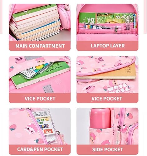 Miniatura 7 de Mochila Kawaii con bonitos accesorios para portátil de 15.6 pulgadas, mochila de viaje casual, bolsa estética para regalo de nuevo semestre, 01-rosa