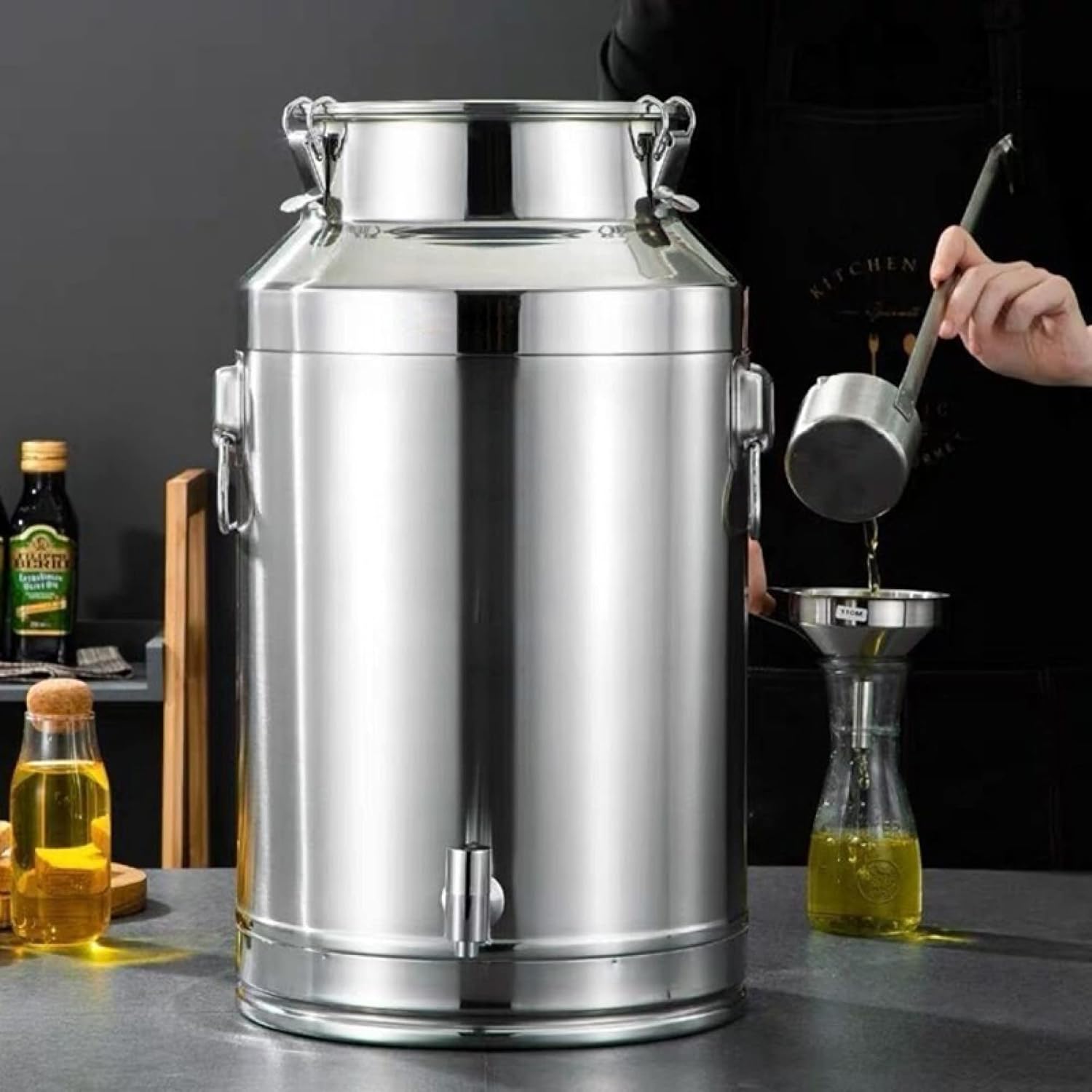 Milk Transport Can - 5L/9L/14L Heavy Duty Milk Tote Jug Wine Canister Dairy Pot Bucket Oil Barrel Liquid Storage with Silicone Seal Lid / 5L