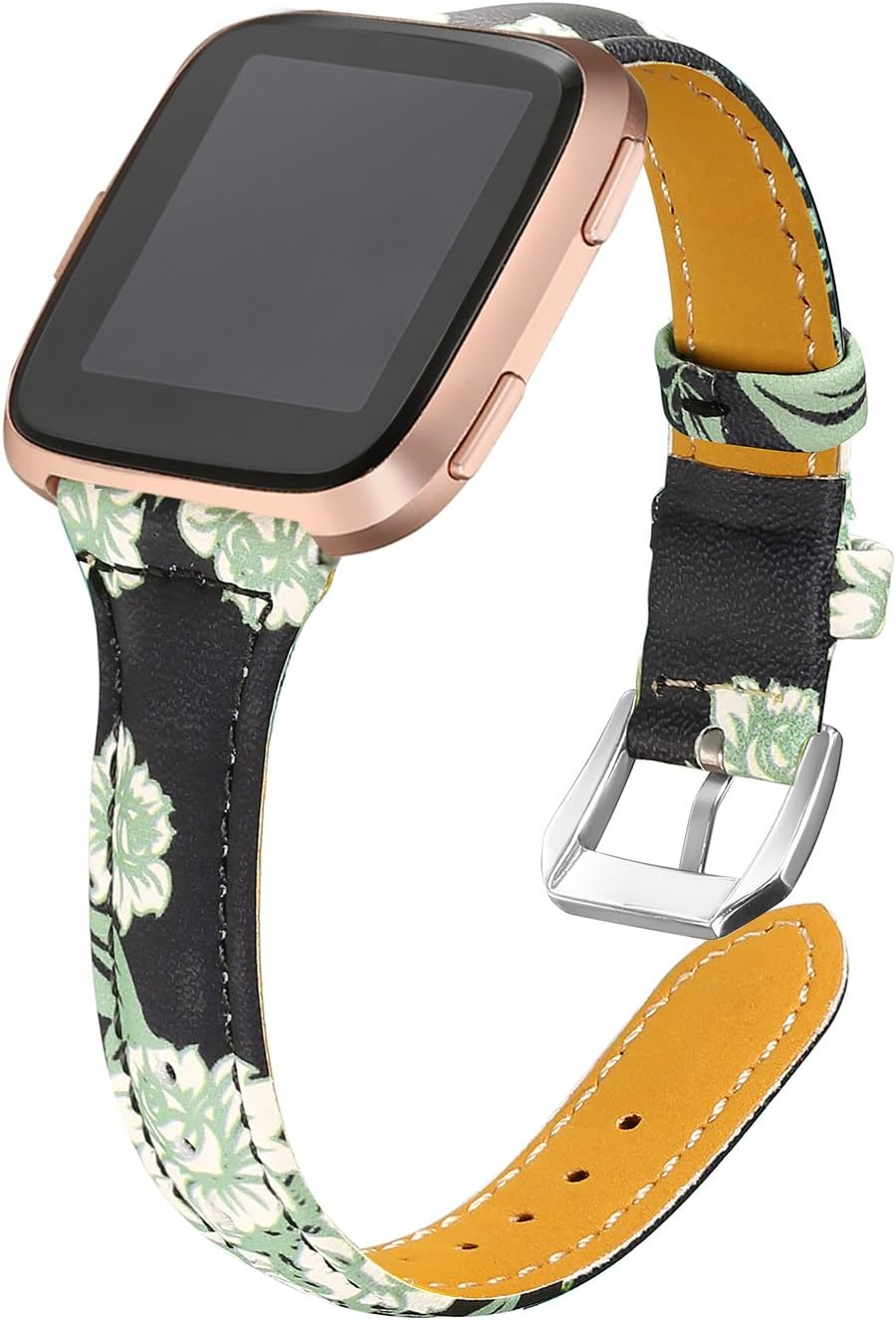 bayite Fitbit Bands Inverse, Thin Band Genuine Leather Strap Accessories Replacement Woman Versa Man