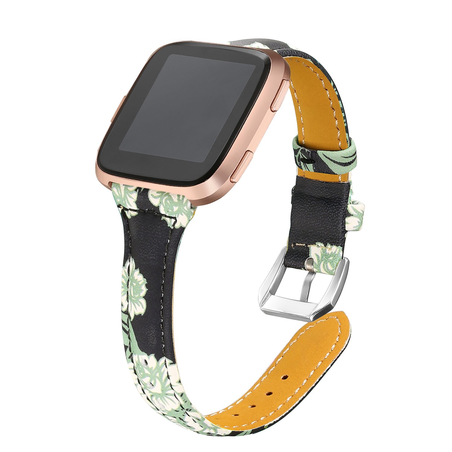 bayite Fitbit Bands Inverse, Thin Band Genuine Leather Strap Accessories Replacement Woman Versa Man