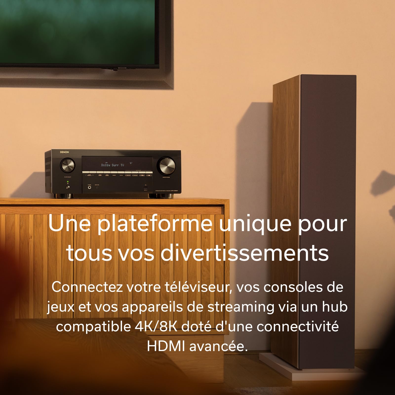 Denon AVR-X2900H Dab Amplificateur Home Cinéma 7.2 Canaux 95W avec Dolby Atmos, DTS:X, HDMI 8K, HEOS Multiroom, Wi-FI, Bluetooth, AirPlay 2, Dab+ - Noir