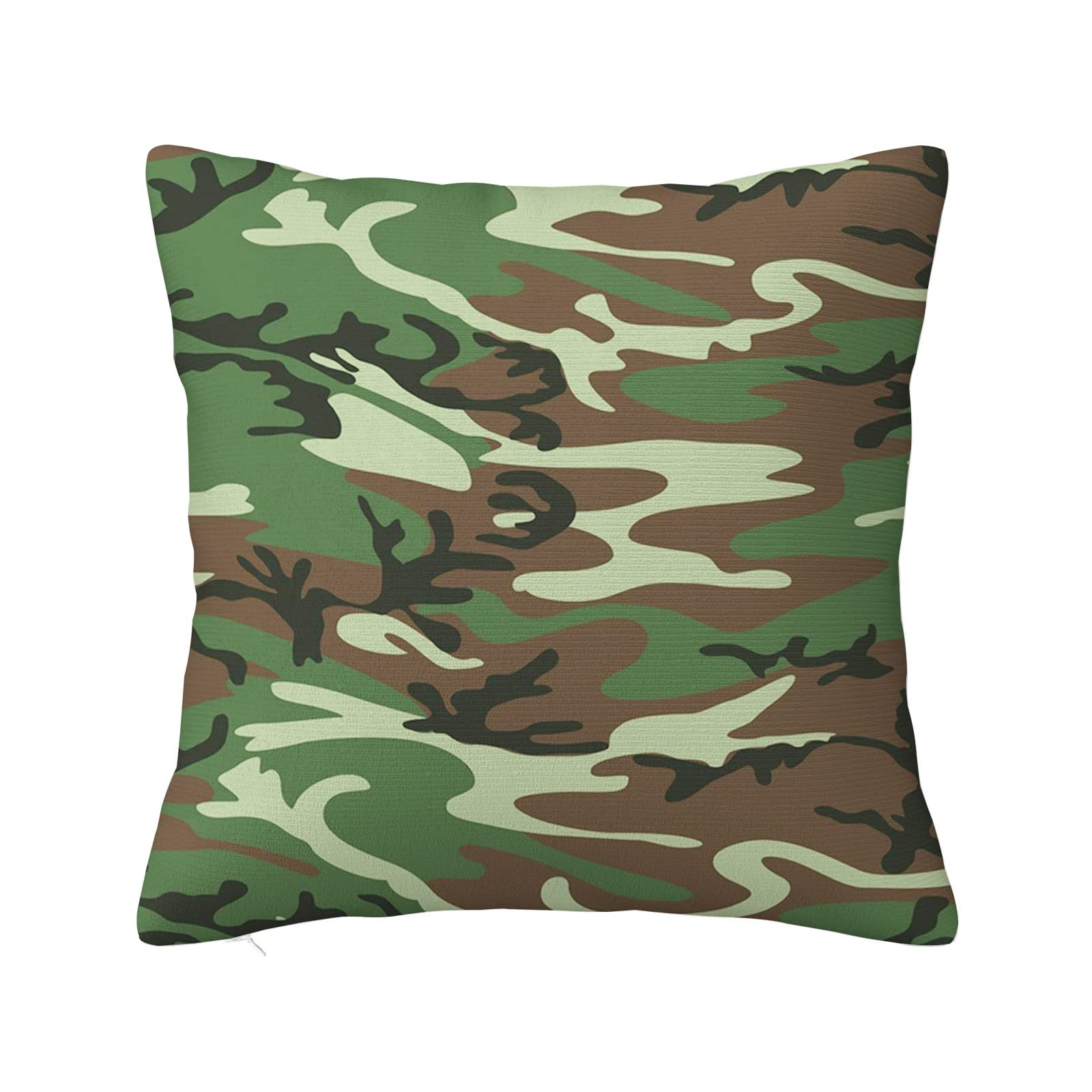 Camo Pillow Cover,American Commando Uniform Tile,Decorative Throw Pillow Case Shell for Couch Sofa Home Decor Cushion Cover,Brown Green,16" X 16"