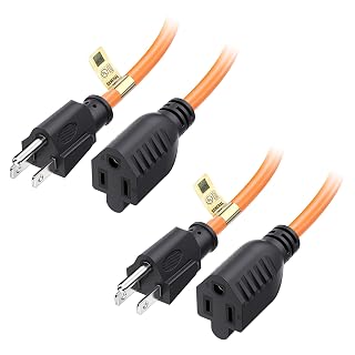 [UL Listed] Cable Matters 2-Pack 16 AWG Heavy Duty 13A Power Extension Cord - 6ft, 3 Prong Power Cord Extension, NEMA 5-15P to NEMA 5-15R, Orange