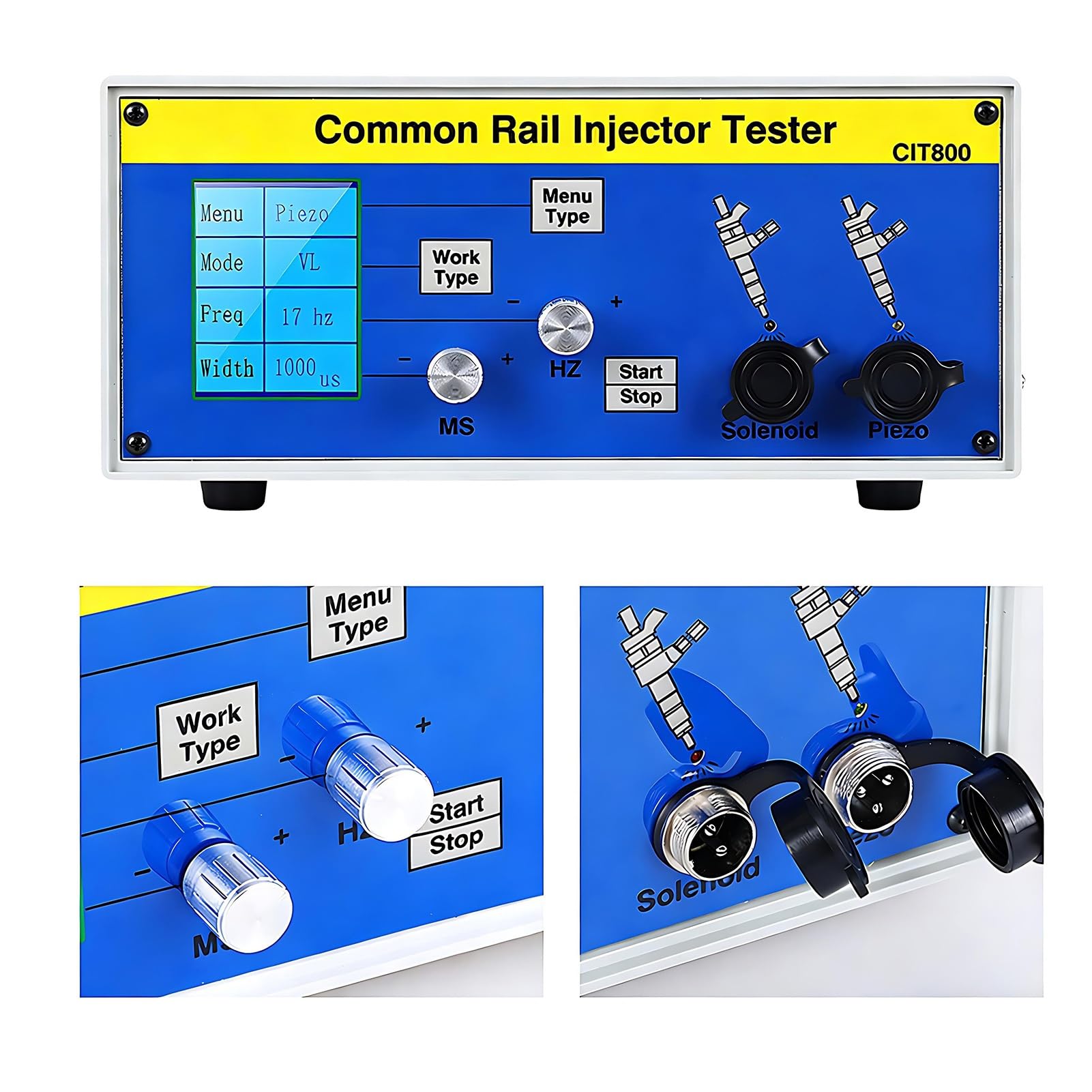 Comprobador de inyectores – Herramienta de calibración profesional – Comprobador piezoeléctrico electromagnético de riel común para sistemas de combustible diésel, compatible con Bosch, Denso, Delphi
