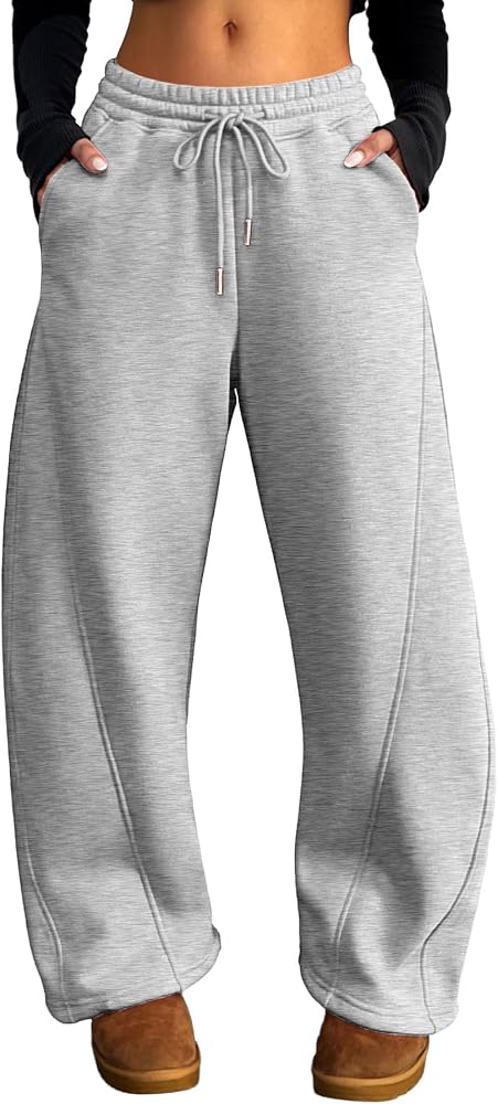 Amazon.com: ELLEVEN Wide Leg Sweatpants Fleece Lined Barrel Leg