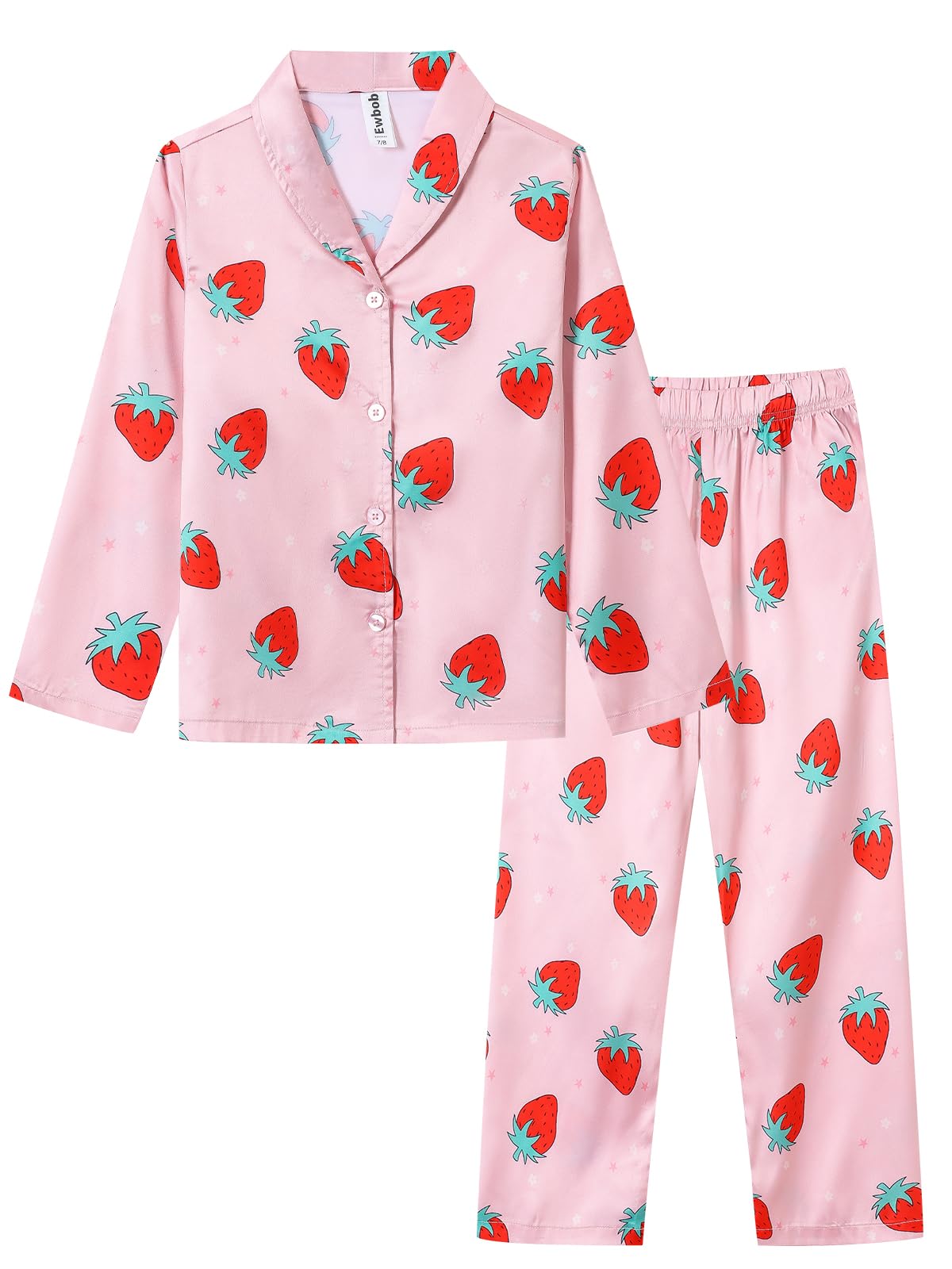Schlafanzug Mädchen Kinder,Niedliche Pyjamas Sets,Satin Pyjama für Mädchen 5-14 Jahre
