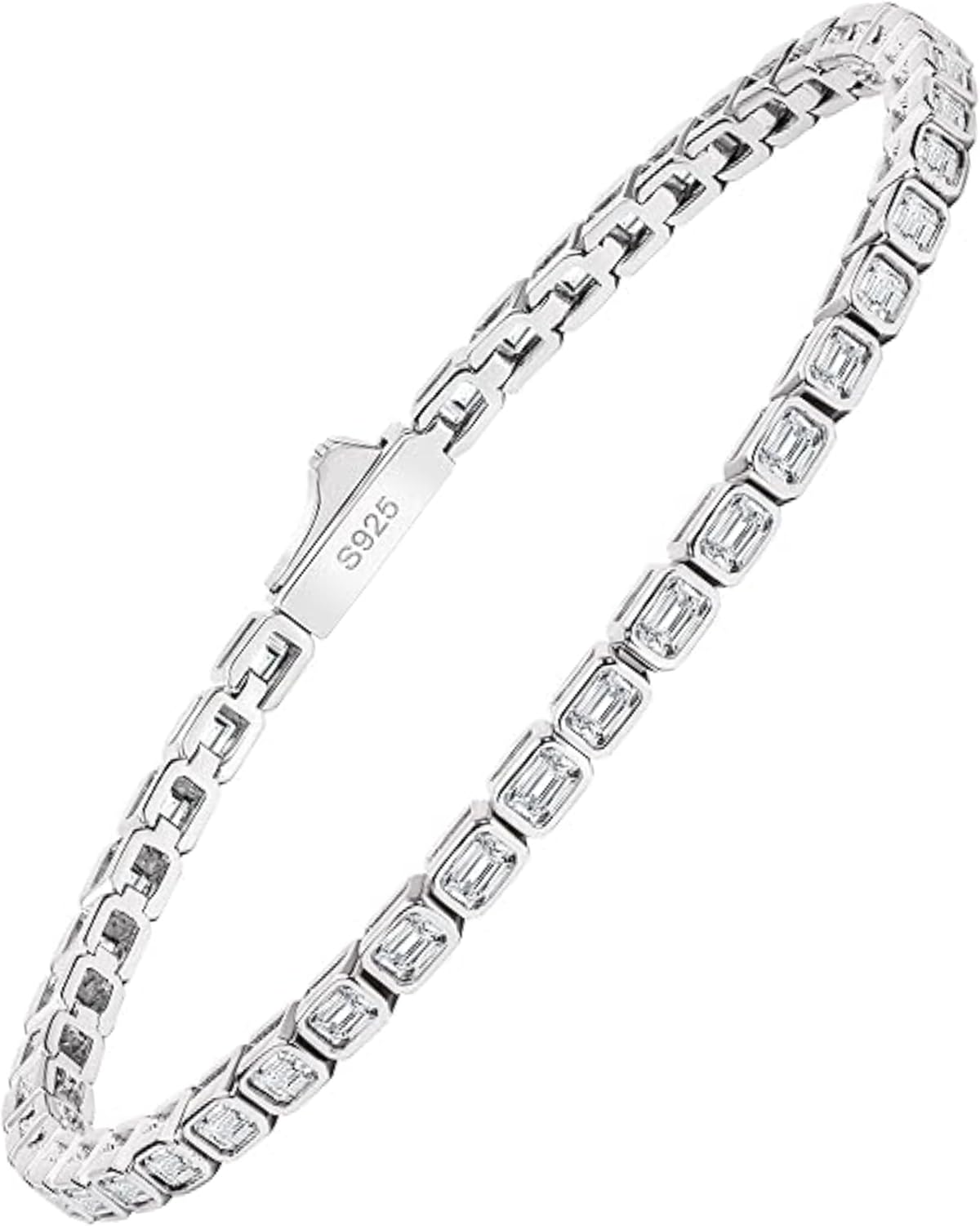 EcoGems Moissanite Tennis Bracelet for Women and Men – 18K White or Yellow Gold Plated Sterling Silver – Lab Grown D Color VVS Clarity Stones – Elegant Gift Box Included