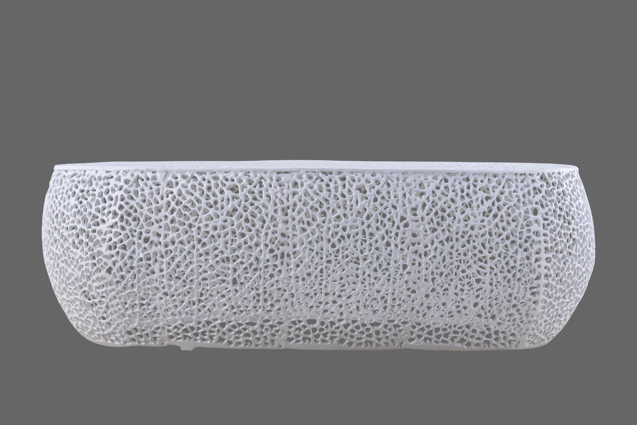 Modern Contemporary Oval-Shape 50" Coffee Table, Solid Aluminum intrigued Design, Mesh Cocktail Table, Creative Center Table for Living Room and