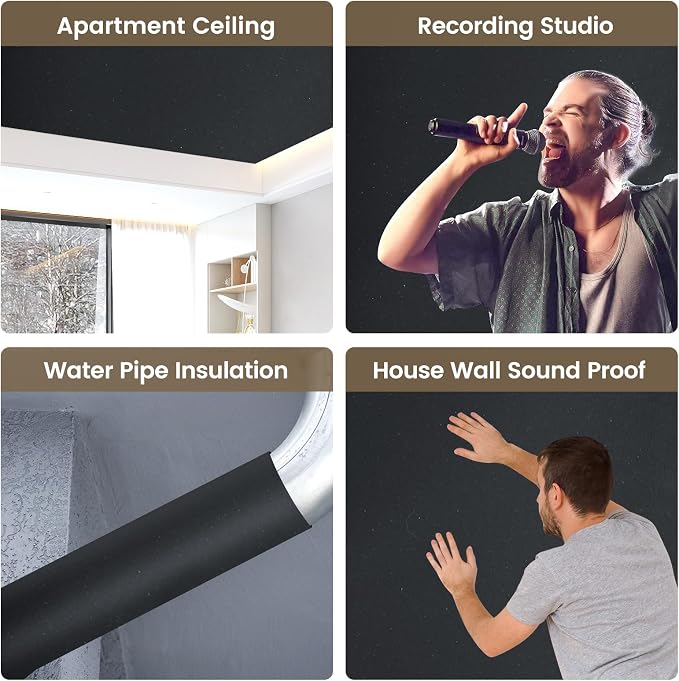 Kaqiluo espuma acústica adhesiva de alta densidad 5.8 sqft x 0.4in, aislamiento acústico resistente al fuego y agua miniatura 4