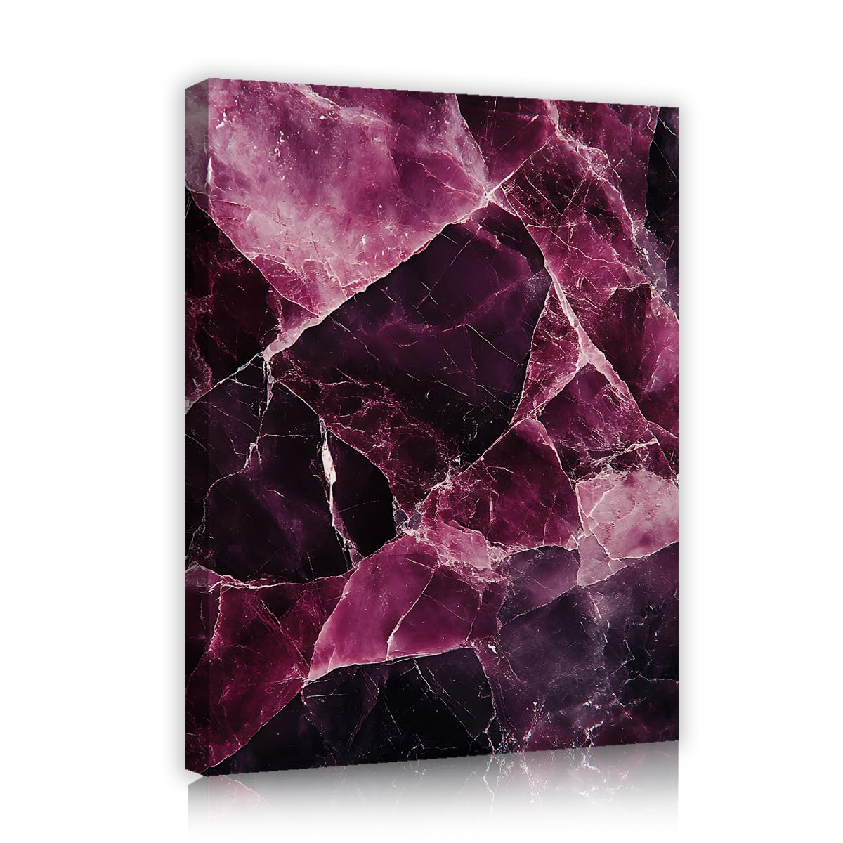 TOANGWALL Vintage Purple Amethyst Crystal Framed Canvas Wall Art Guest Room Agate Mineral Stone Painting Print for Bedroom Salon Decor 40x50cm