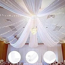 White Chiffon Ceiling Panels 6 Panels 5ftx10ft Wedding Arch Drapes Fabric Sheer Curtains Draping for Ceremony Reception Swag Decoration
