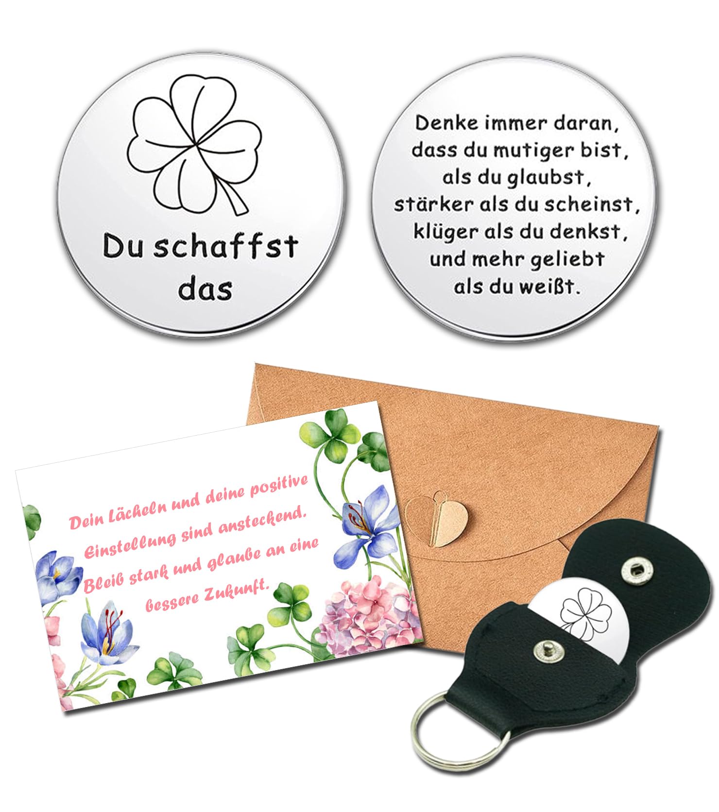 Du Schaffst Das Glücksbringer - Inspirierendes Geschenk Rund Glücksmünze - Gute Besserung Geschenke für Krebspatienten, Aufmunterung Geschenke für Familie und Freunde