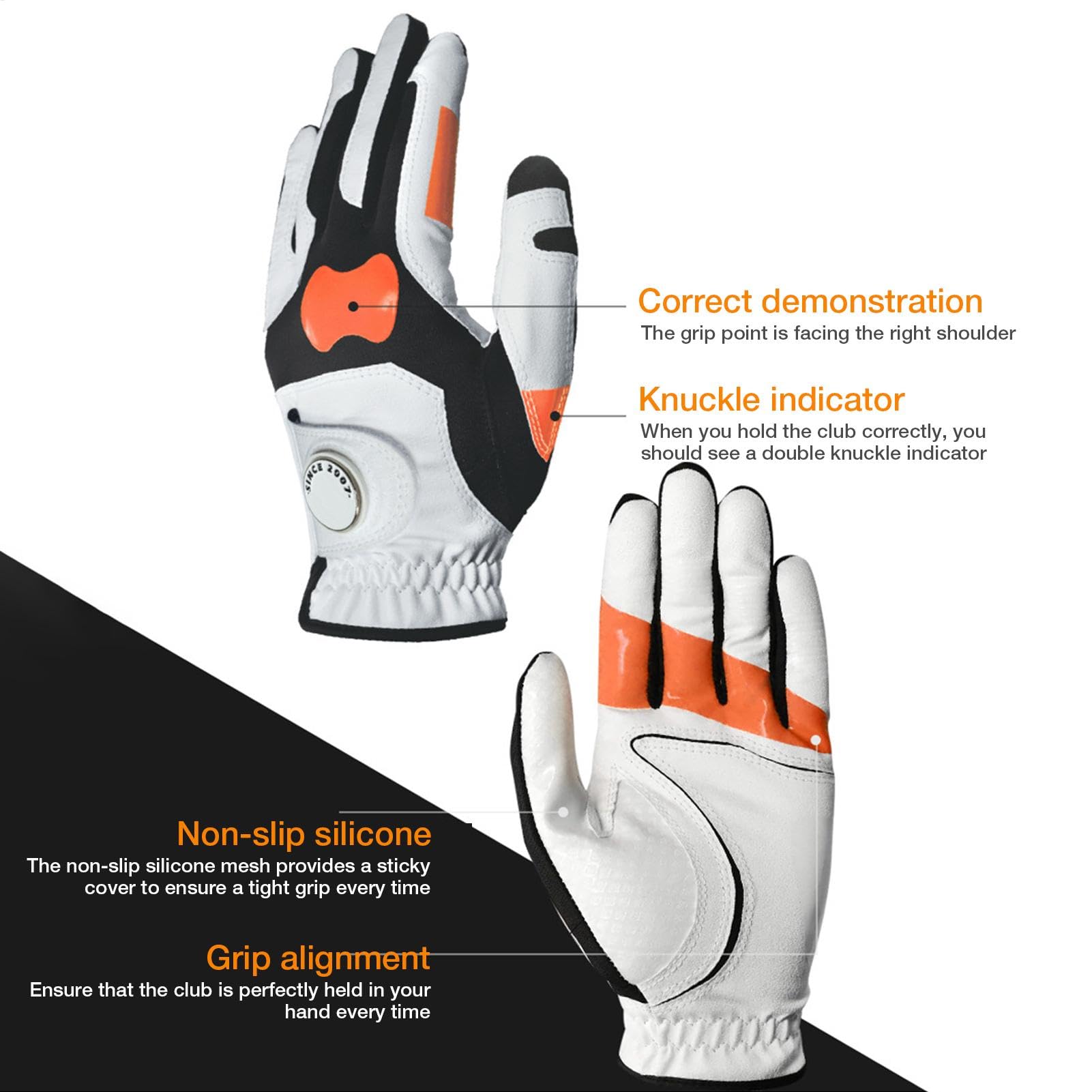 Guanto da Golf Uomo Mano Sinistra Addestramento Ed Allineamento Della | Guanti Posizionamento Glog Club per Correzione Swing, Training Presa, Simulazione Indoor, E