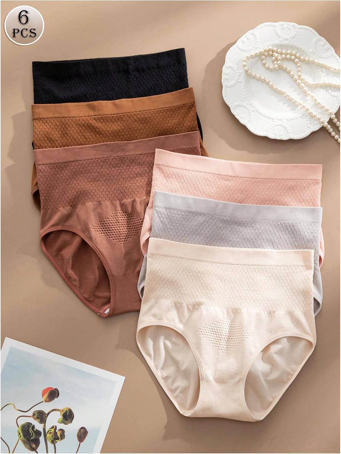 SHENHE Women's 6 Pack High Waisted Underwear Tummy Control Full Coverage Comfort Panties Briefs