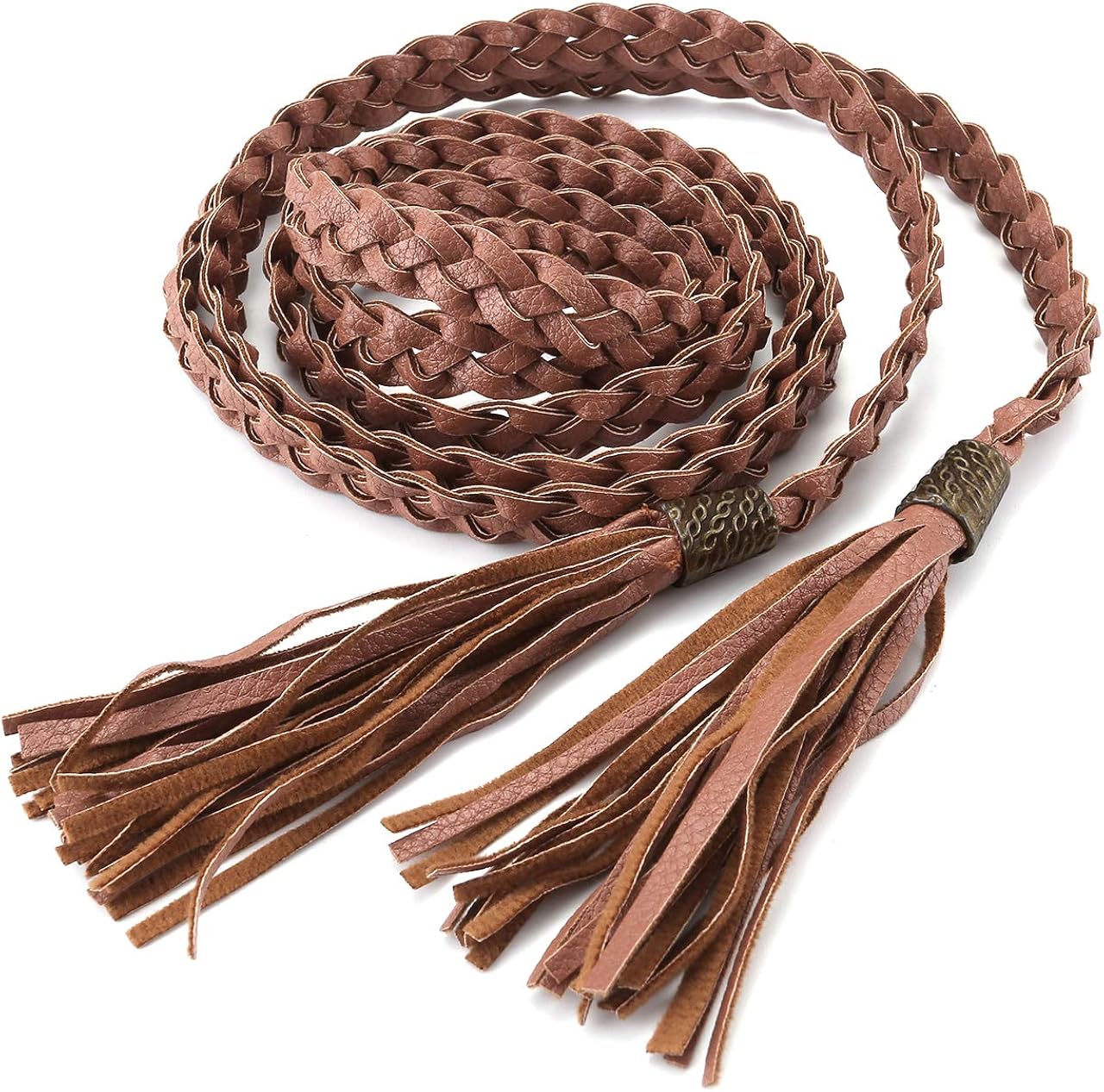 Fashion Tassel Thin Braided Belt 
