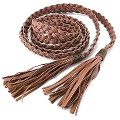 Womens Tassel Braided Rope Belt genius Leather Waist Belt for Dress Jeans