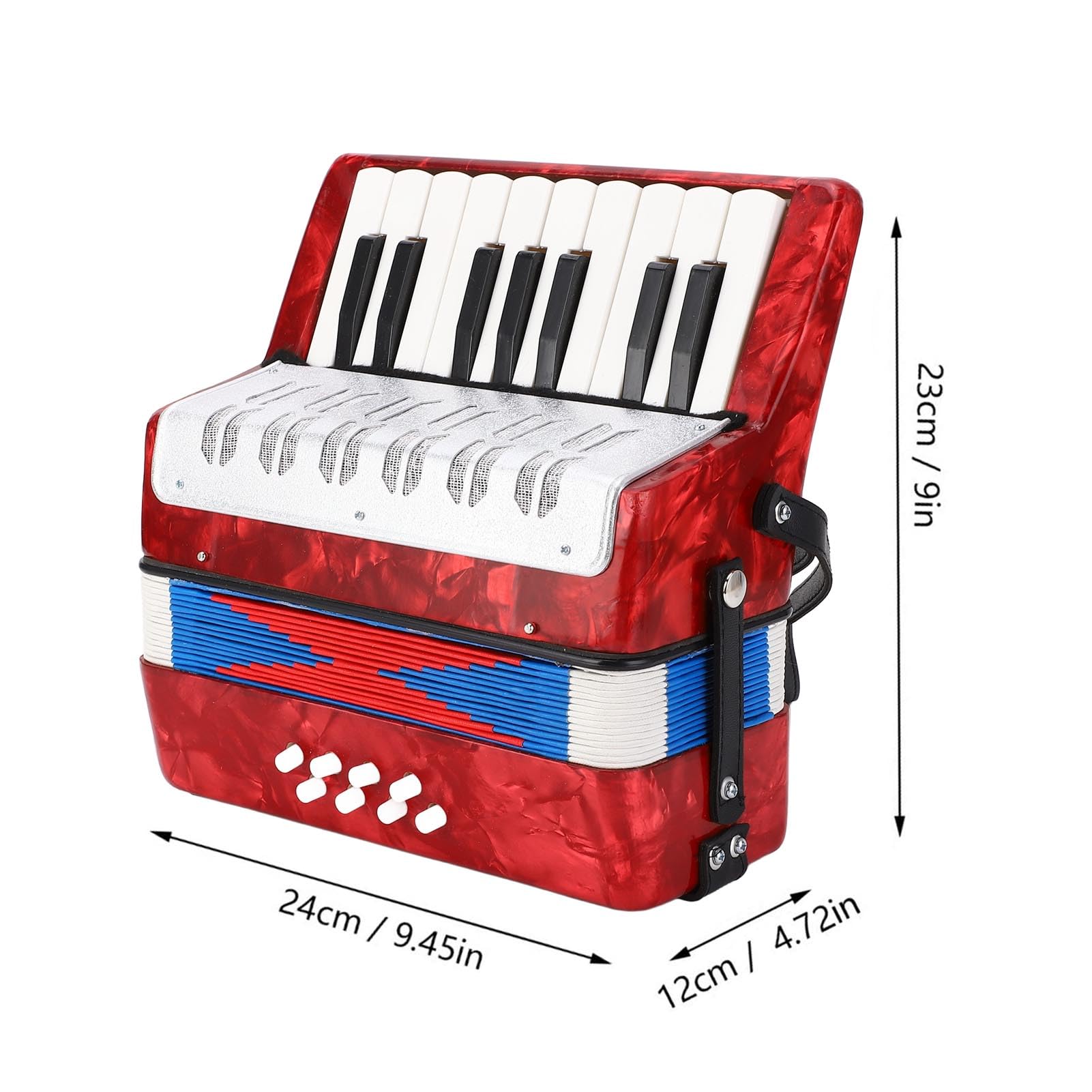 Cosiki Fisarmonica Leggera a 17 Tasti e 8 Bassi con Suono Dolce, Facile da Imparare per Principianti, per Bambini Fisarmoniche ABS (rosso)