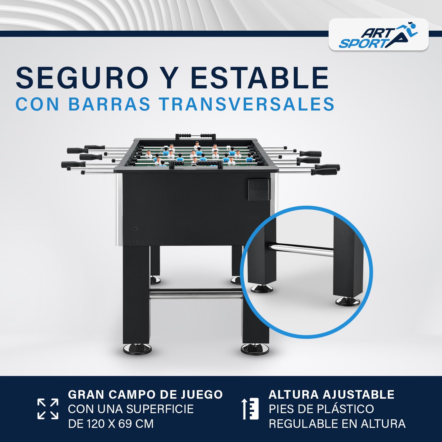 ArtSport Futbolín Wuzzler – Mesa de futbolín, incluye 2 bolas con soporte para bebidas, futbolín, futbolín, futbolín, caja