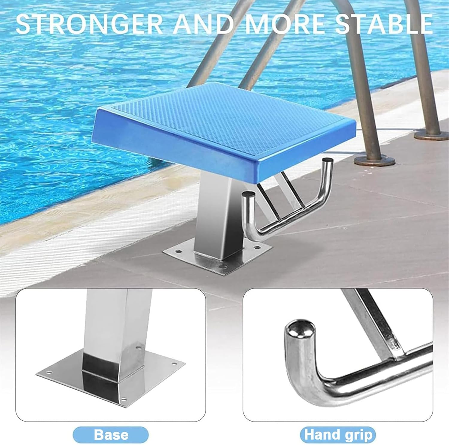 Pool Diving Platform, 304 Stainless Steel Diving Board with Anti-Slip Countertop, 15°Inclined Professional Diving Platform for Competition