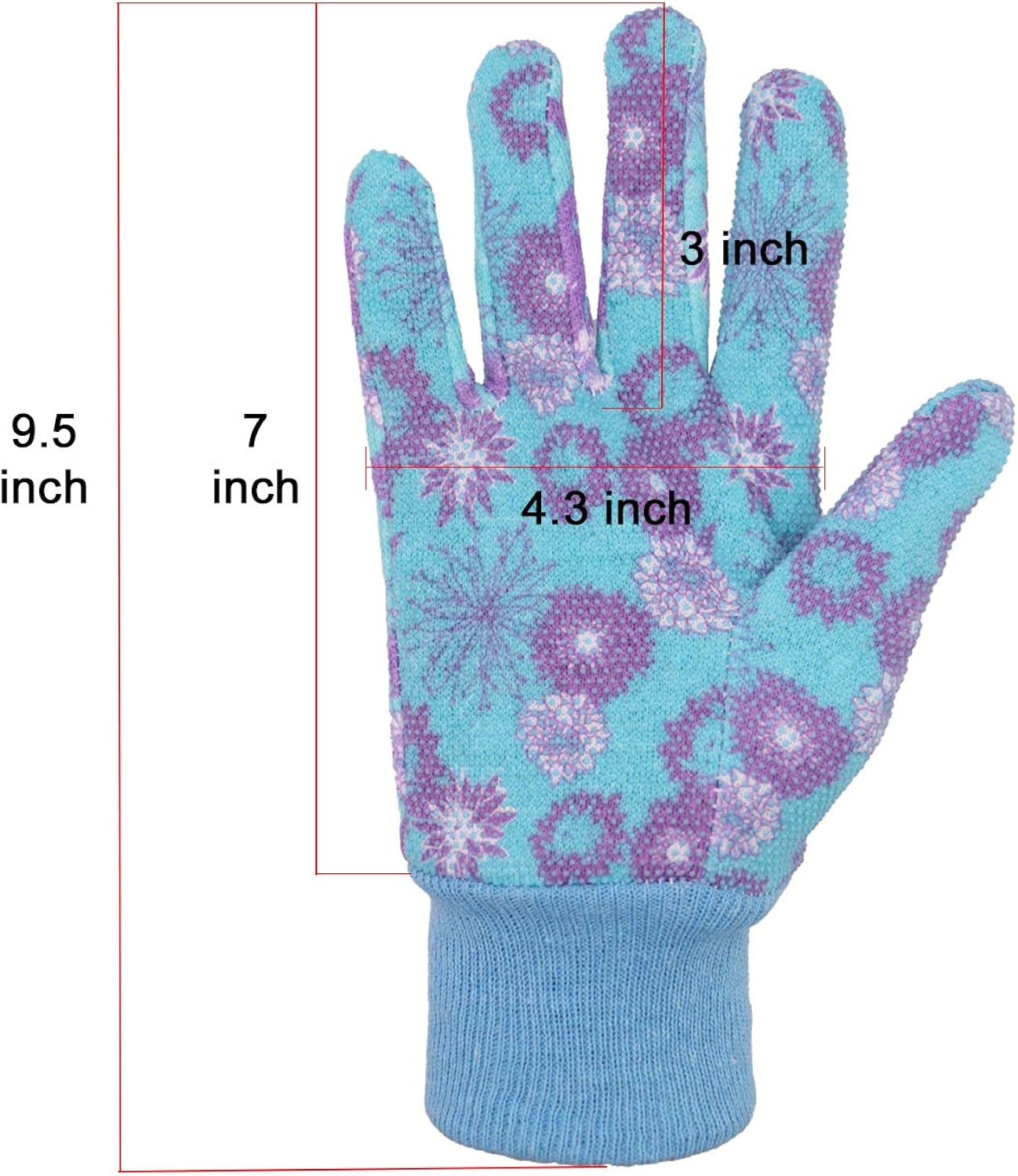Women Gardening Gloves, 3 Pairs Ladies Soft Cotton Work Gloves, Floral Printing Jersey Garden Gloves with PVC Grip Dots : Patio, Lawn & Garden