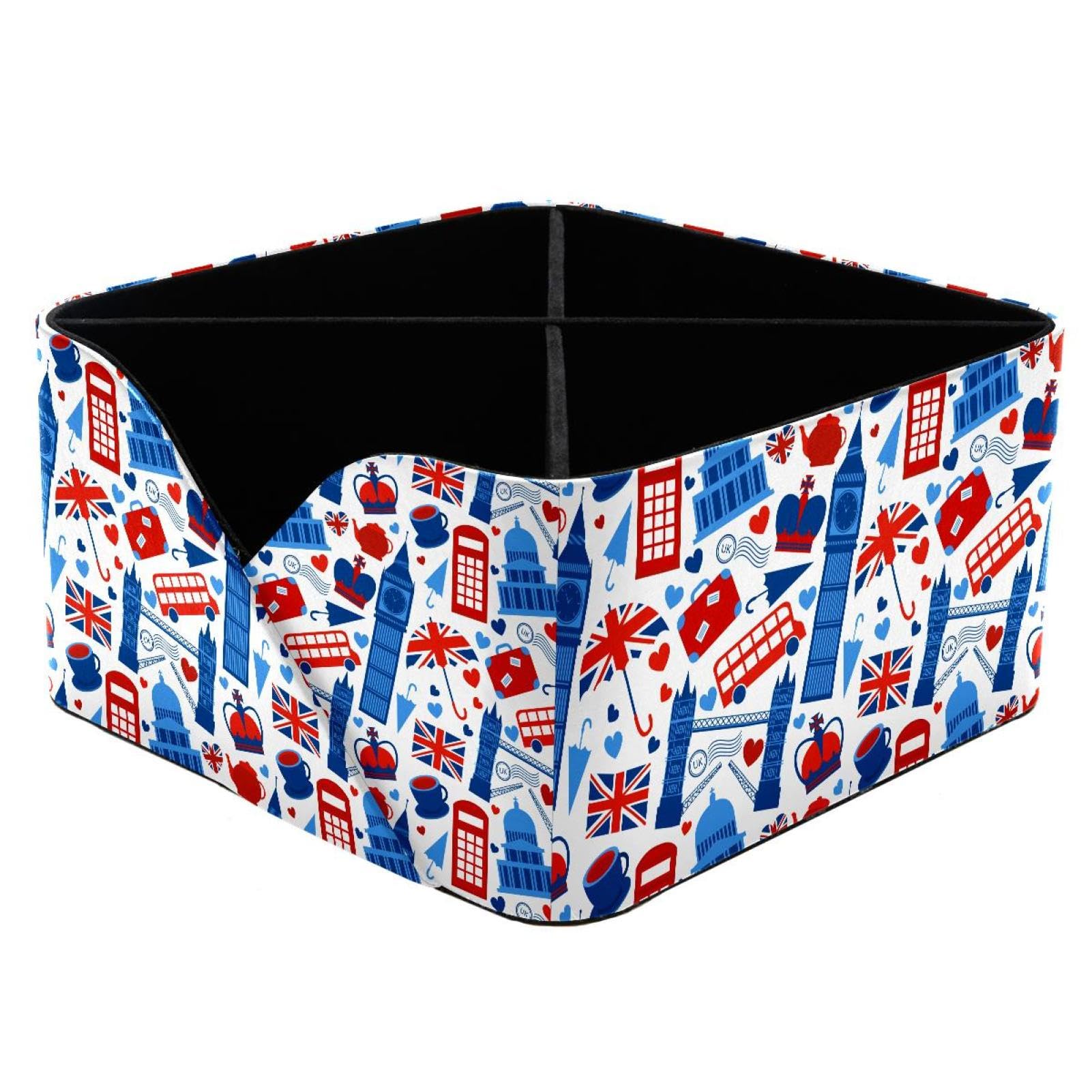 KengjuTesu British London Icon Desktop Organizer Pen Holder, Rectangular Pencil Cup for Office, Study and Makeup Stations