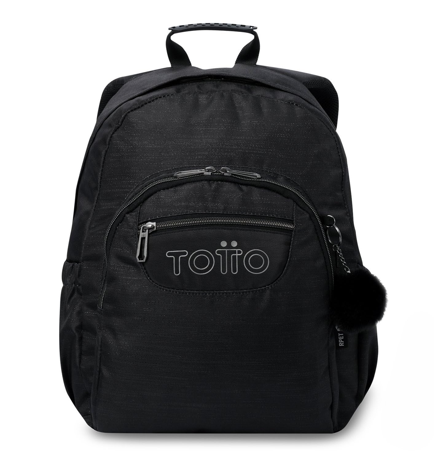 TOTTO - Mochila Escolar, Modelo Acuarela Neo, Capacidad 20L, 3 Compartimentos, Bolsillo PC 14", 2 Bolsillos Botella, Organizador con Portallaves, Espaldar Ergonómico, Correas en S, Color Negro