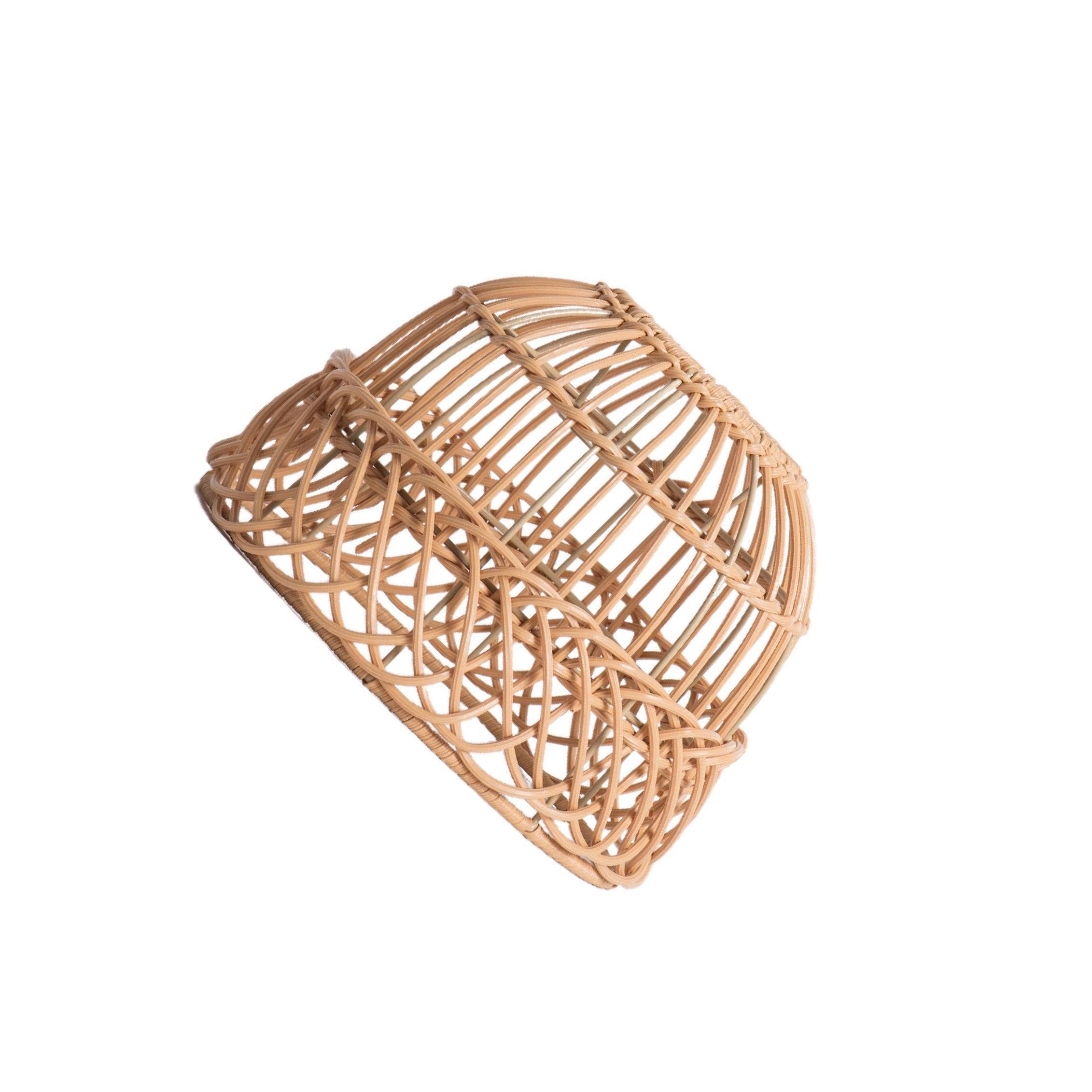TWISAXC Boho Rattan Ceiling Pendant Lamp Light Cover with Easy Assembly Open Bottom Bedroom Lighting Can Be with Pendants/Ceiling/Table Lamps Hanging Swag Lamp Twine Rattan, Yellow, 21x15cm